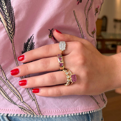 Pink Sapphire Hearts Dome Ring