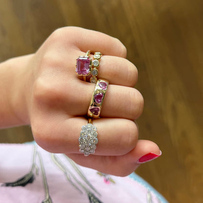 Pink Sapphire Hearts Dome Ring