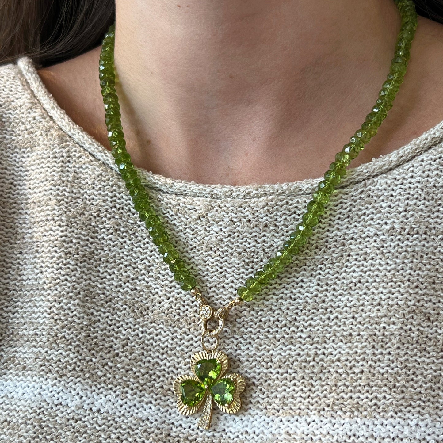 Peridot Necklace with Diamond Clasp