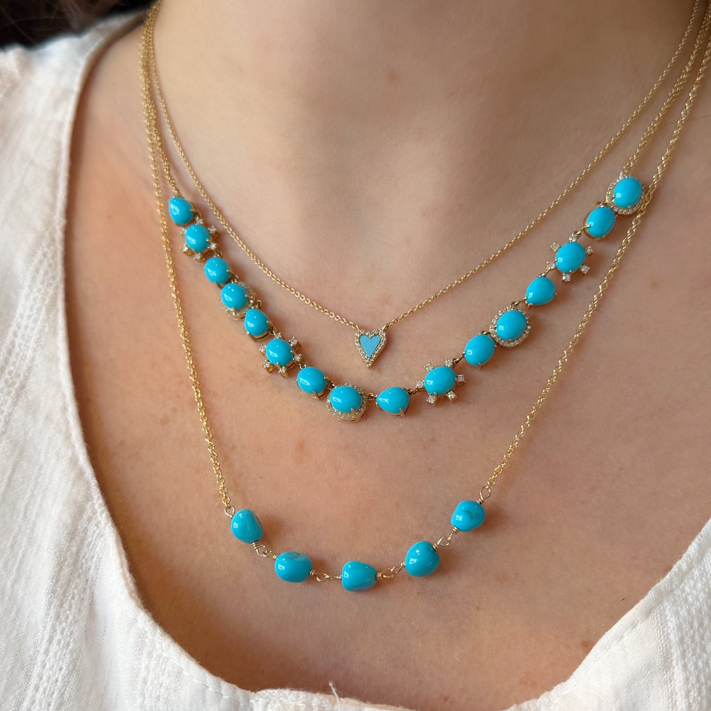 Wire Wrapped Five Stone Turquoise Necklace