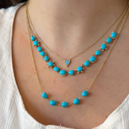 Wire Wrapped Five Stone Turquoise Necklace