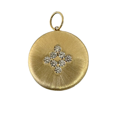 Brushed Gold Locket with Diamonds Pendant