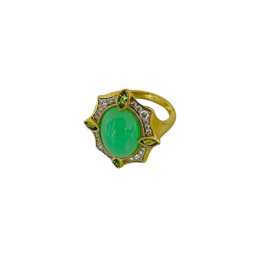Moroccan Oval Chrysoprase Ring