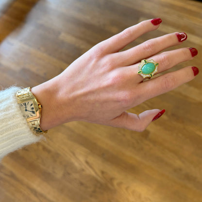 Moroccan Oval Chrysoprase Ring