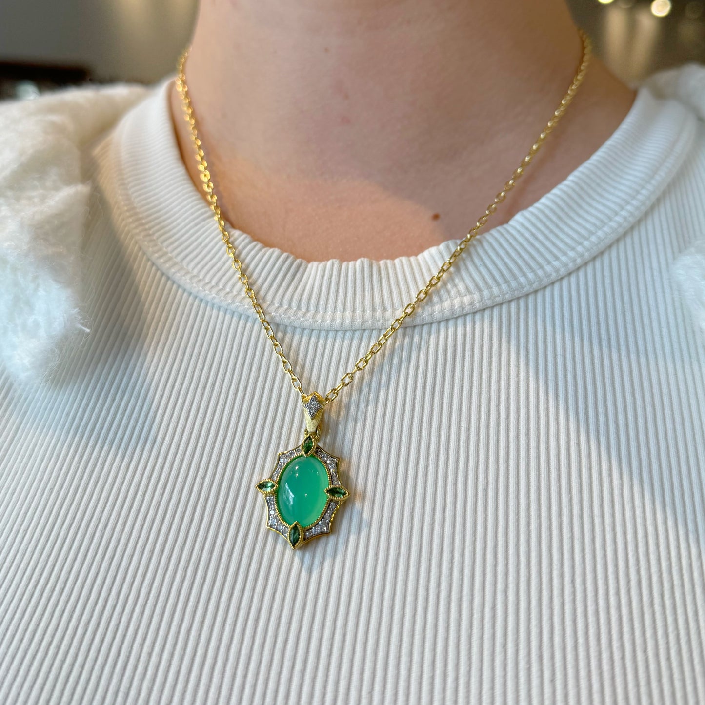 Moroccan Oval Chrysophrase Pendant