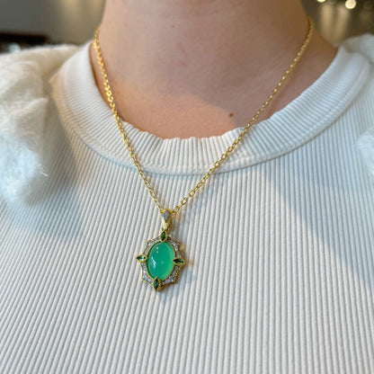 Moroccan Oval Chrysophrase Pendant