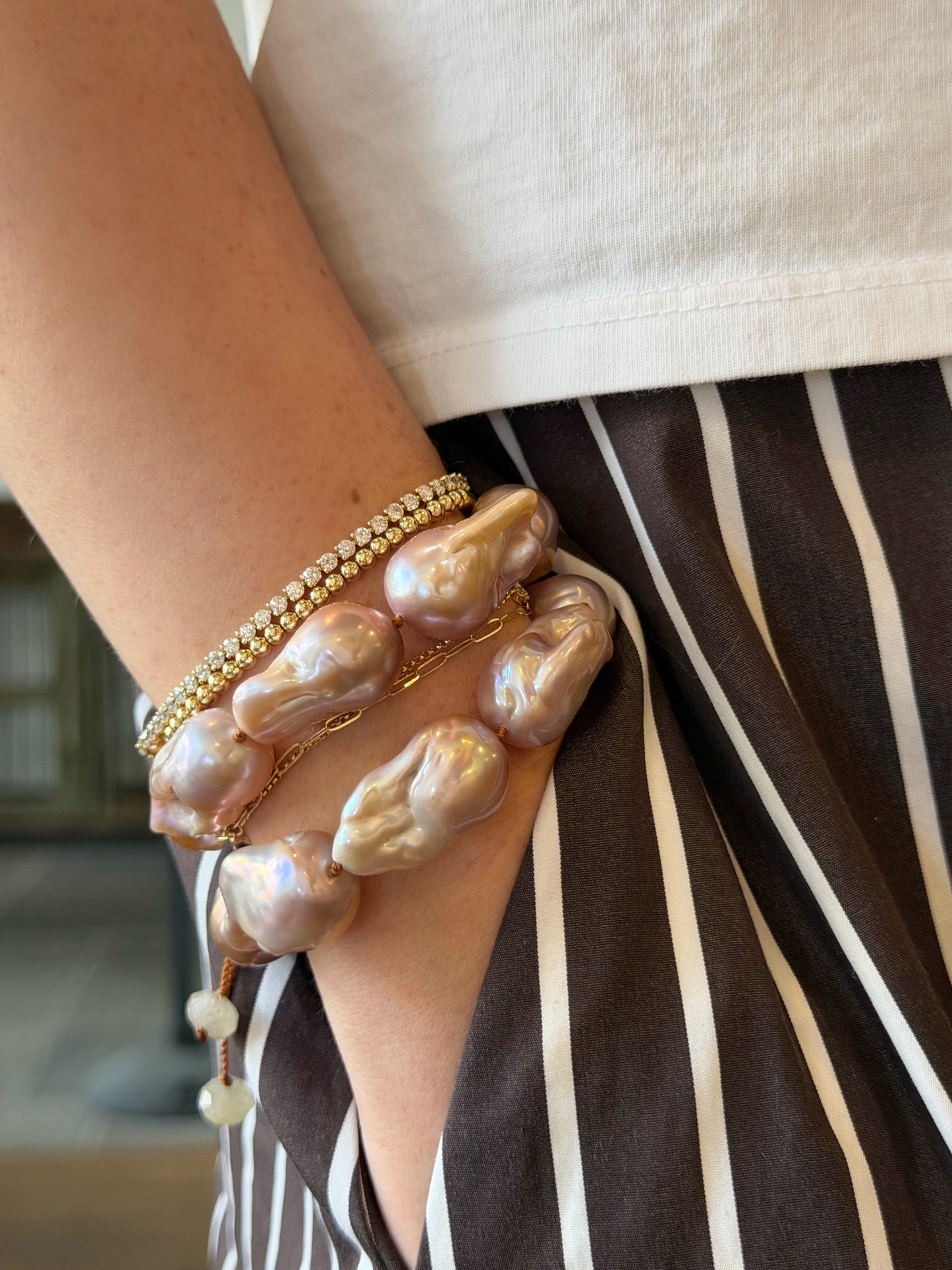 Pink Baroque Pearl Bracelet