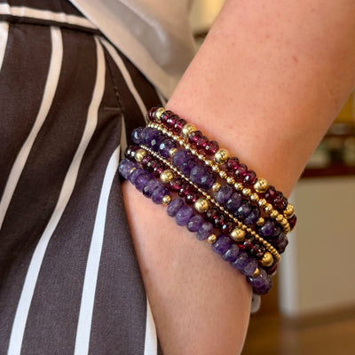 Amethyst Beaded Stretch Bracelet