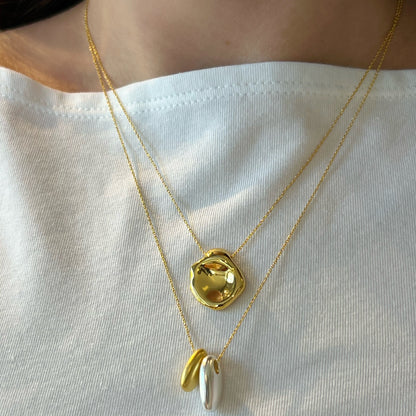 Gold & Matte Silver Charm Necklace