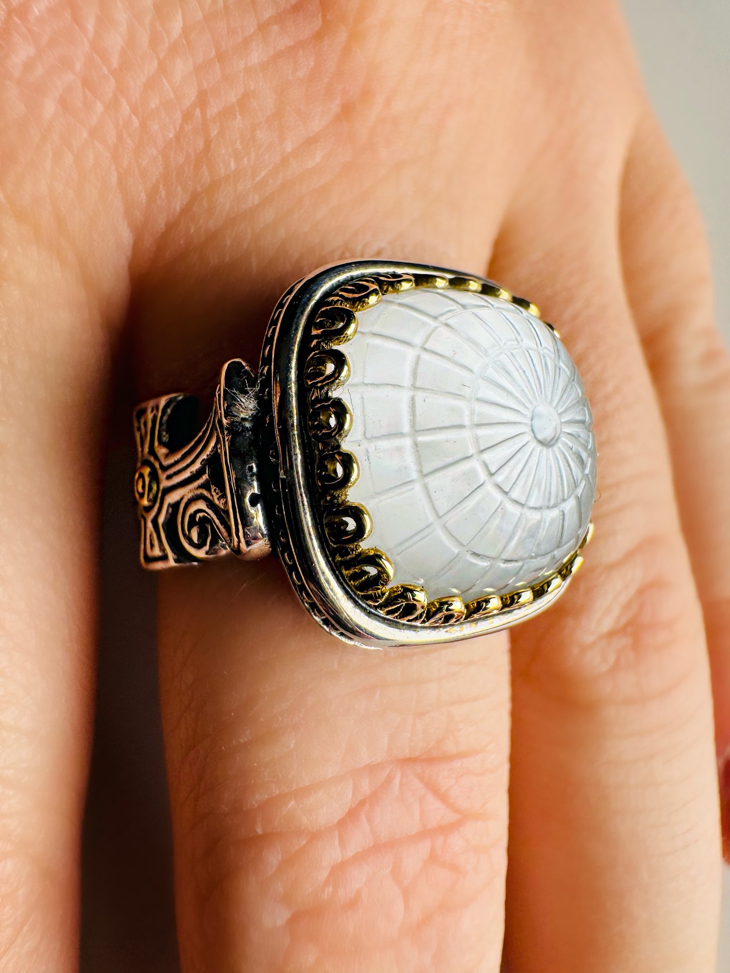 Mother of Pearl Doublet Dome Ring