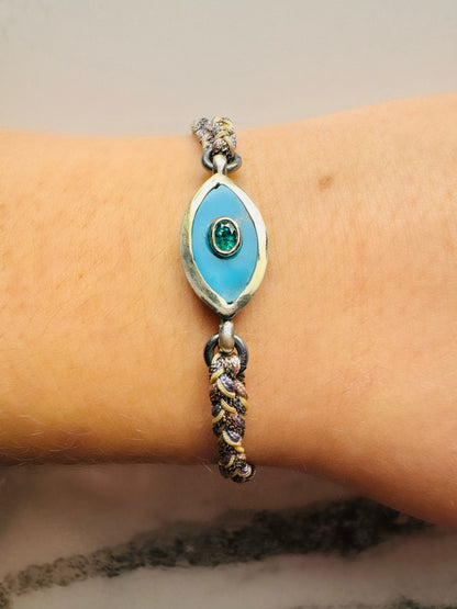 Turquoise and Emerald Mini Evil Eye Bracelet