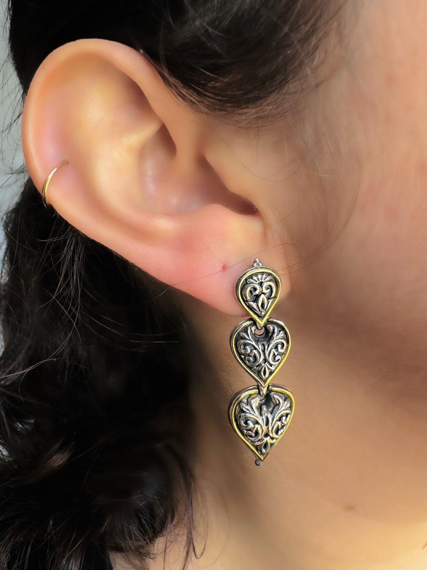 Three Teardrop Earring