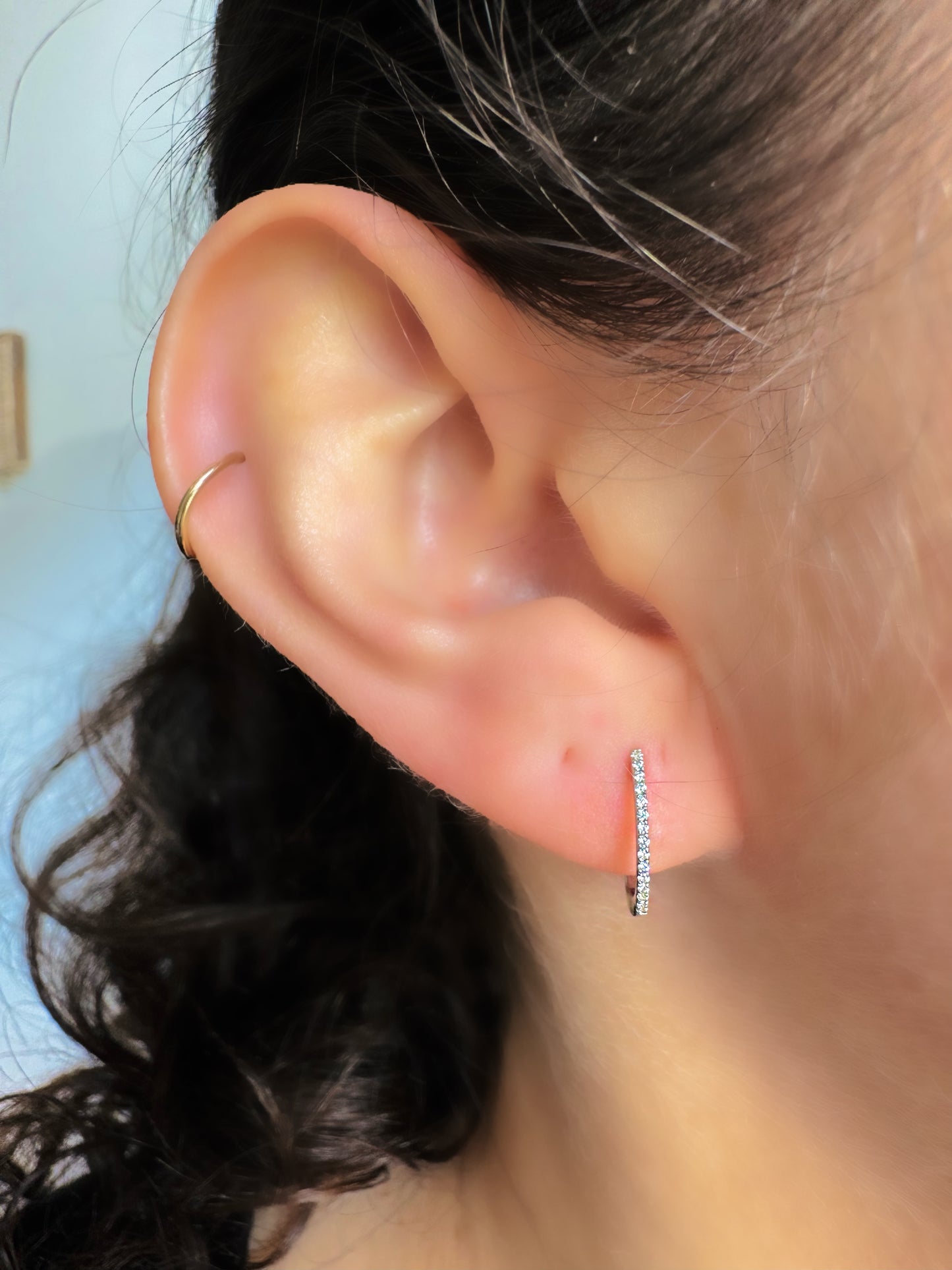 White Gold 0.06 CTW Diamond Huggie Earrings