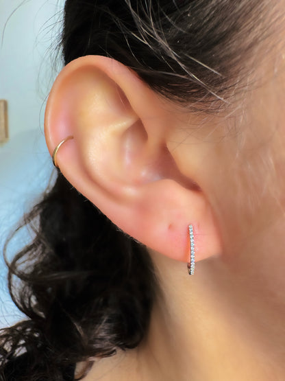 White Gold 0.06 CTW Diamond Huggie Earrings