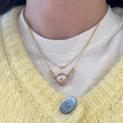 Pink Pearl & Gold Accent Necklace