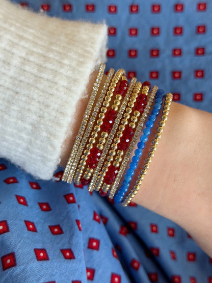 Red Crystal & Gold Bead Bracelet