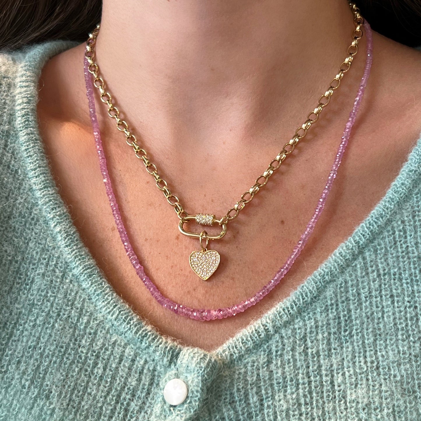 Small Pave Diamond Heart Pendant