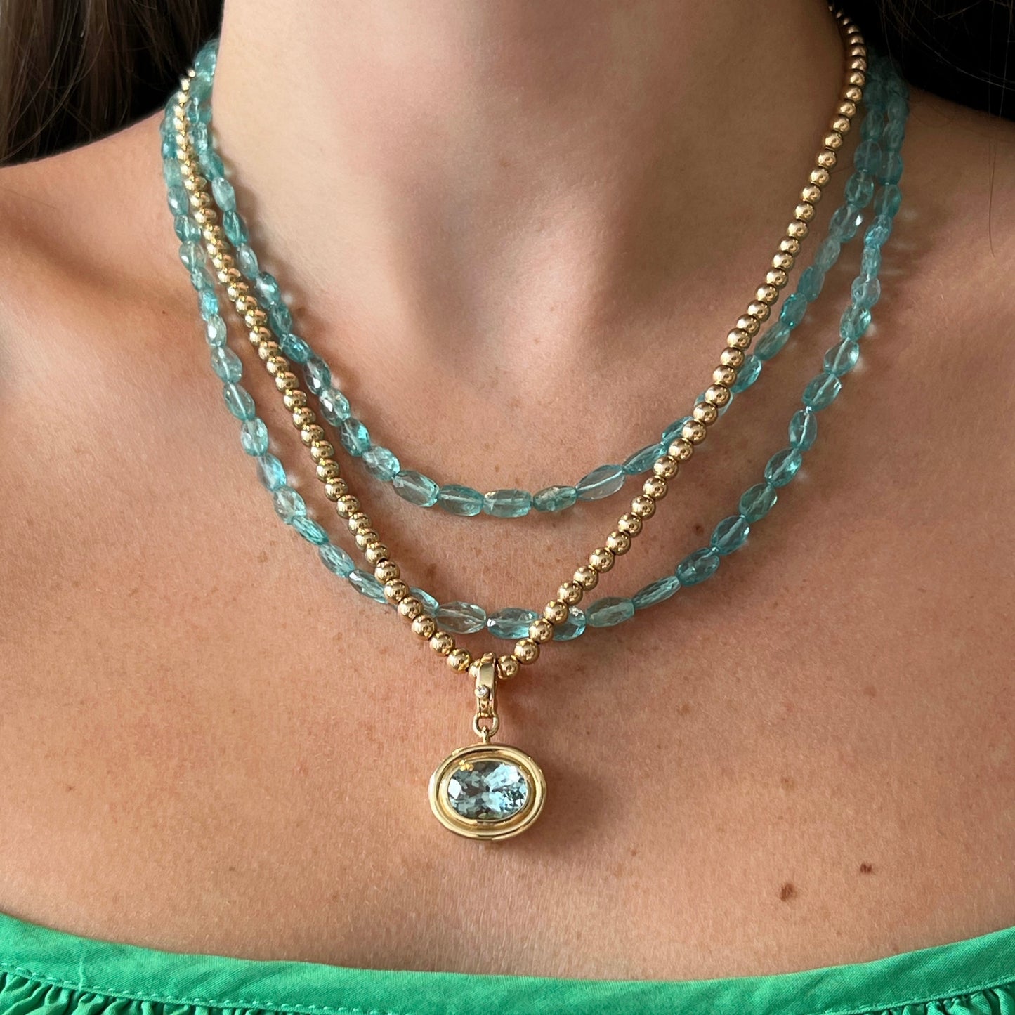 Oval Aquamarine Bezel Pendant