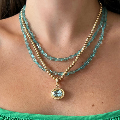 Oval Aquamarine Bezel Pendant