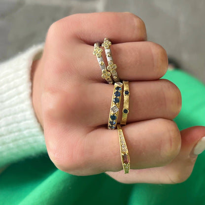 Mixed Metal Double Quad Stacker Ring