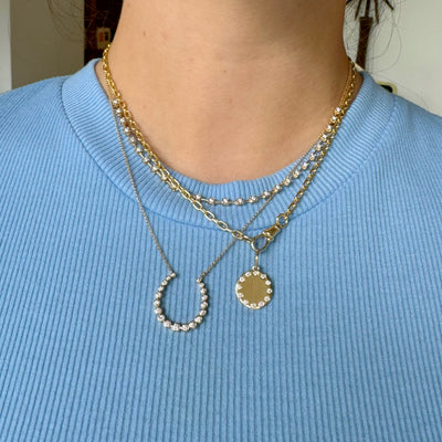 Gold Disc Charm with Diamonds