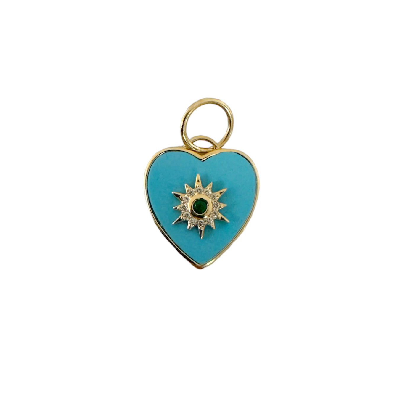 Emerald, Diamond, & Turquoise Heart Pendant