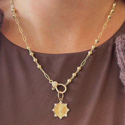 Fluted Disc and Diamond Pendant