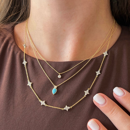 Moroccan Quad Diamond Station Necklace