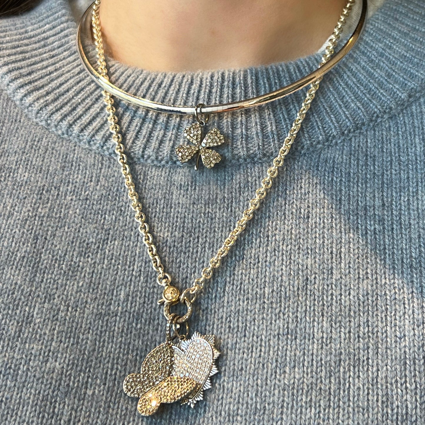 White Gold Pave Heart Pendant