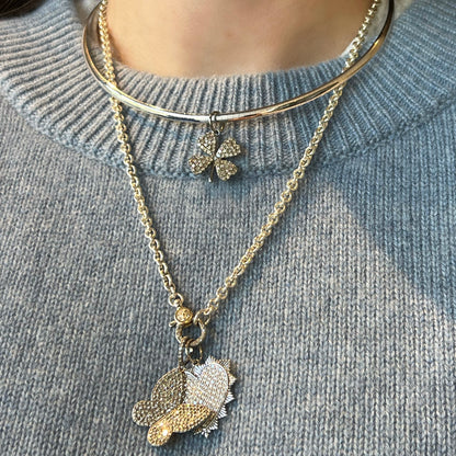 Sterling Silver Chain with Oxidized Diamond Clasp