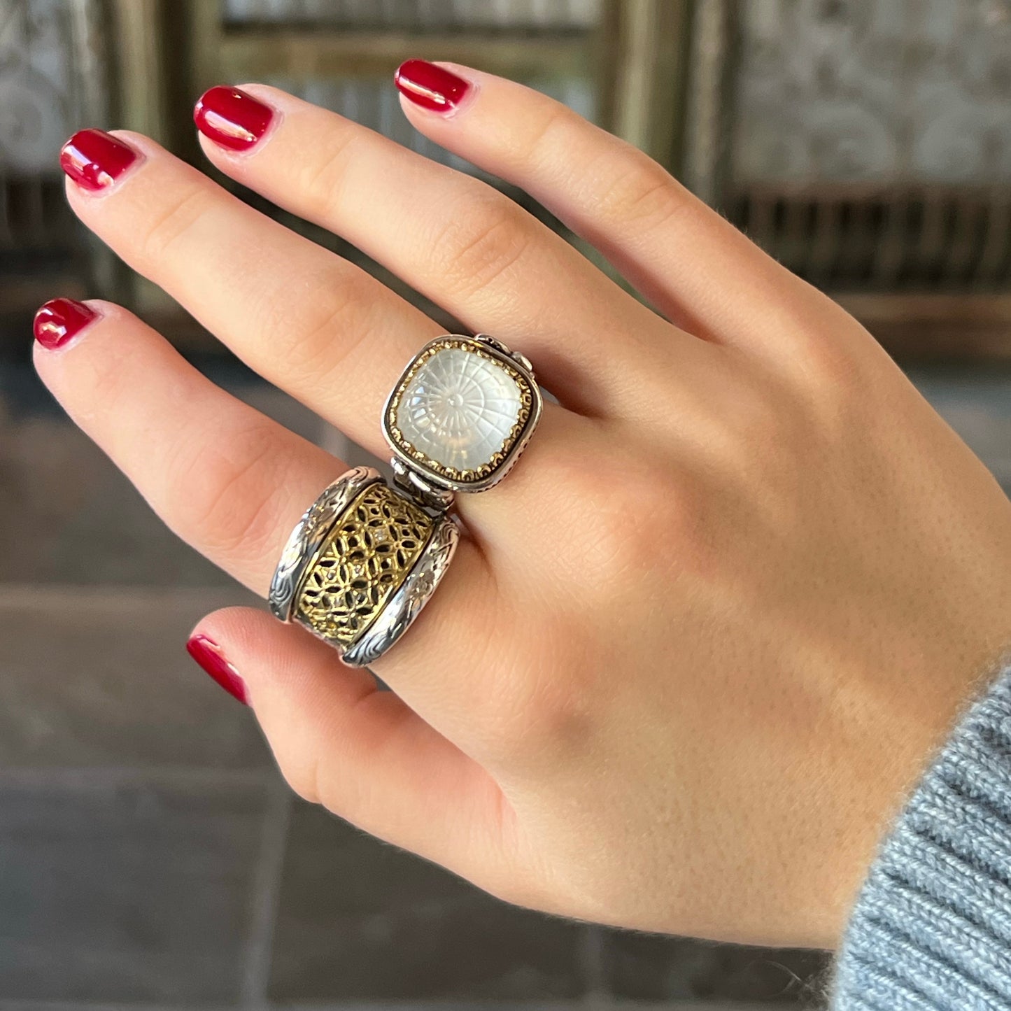 Mother of Pearl Doublet Dome Ring