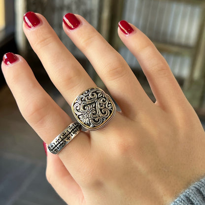 Square Mixed Metal 1993 Ring