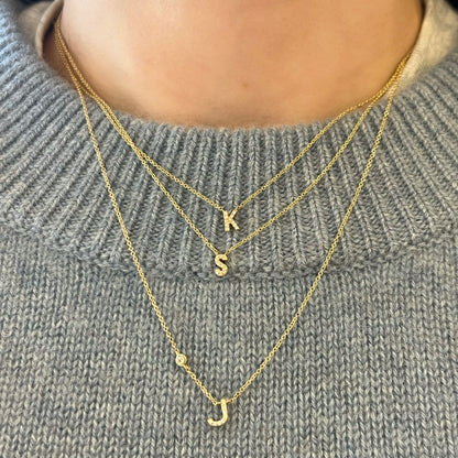 Mini Diamond "K" Initial Necklace