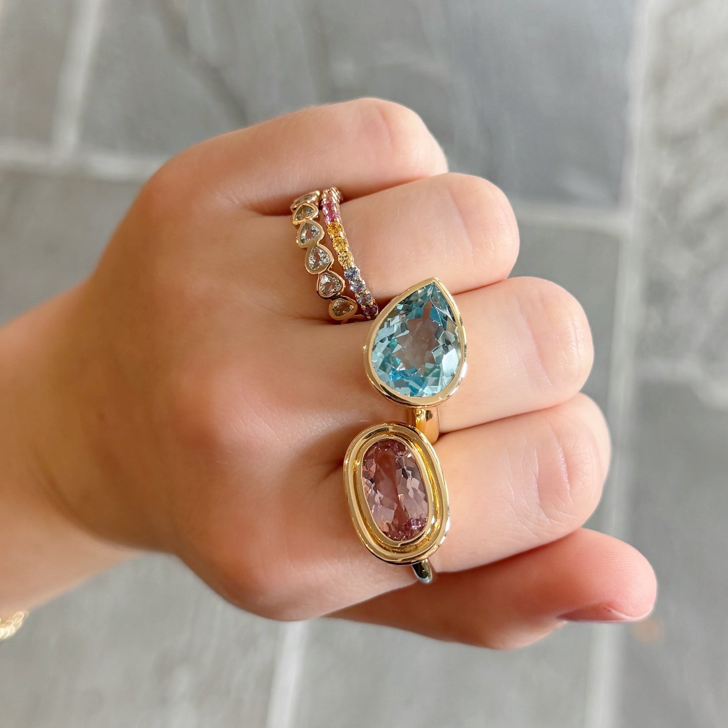Rainbow Sapphire Anniversary Band