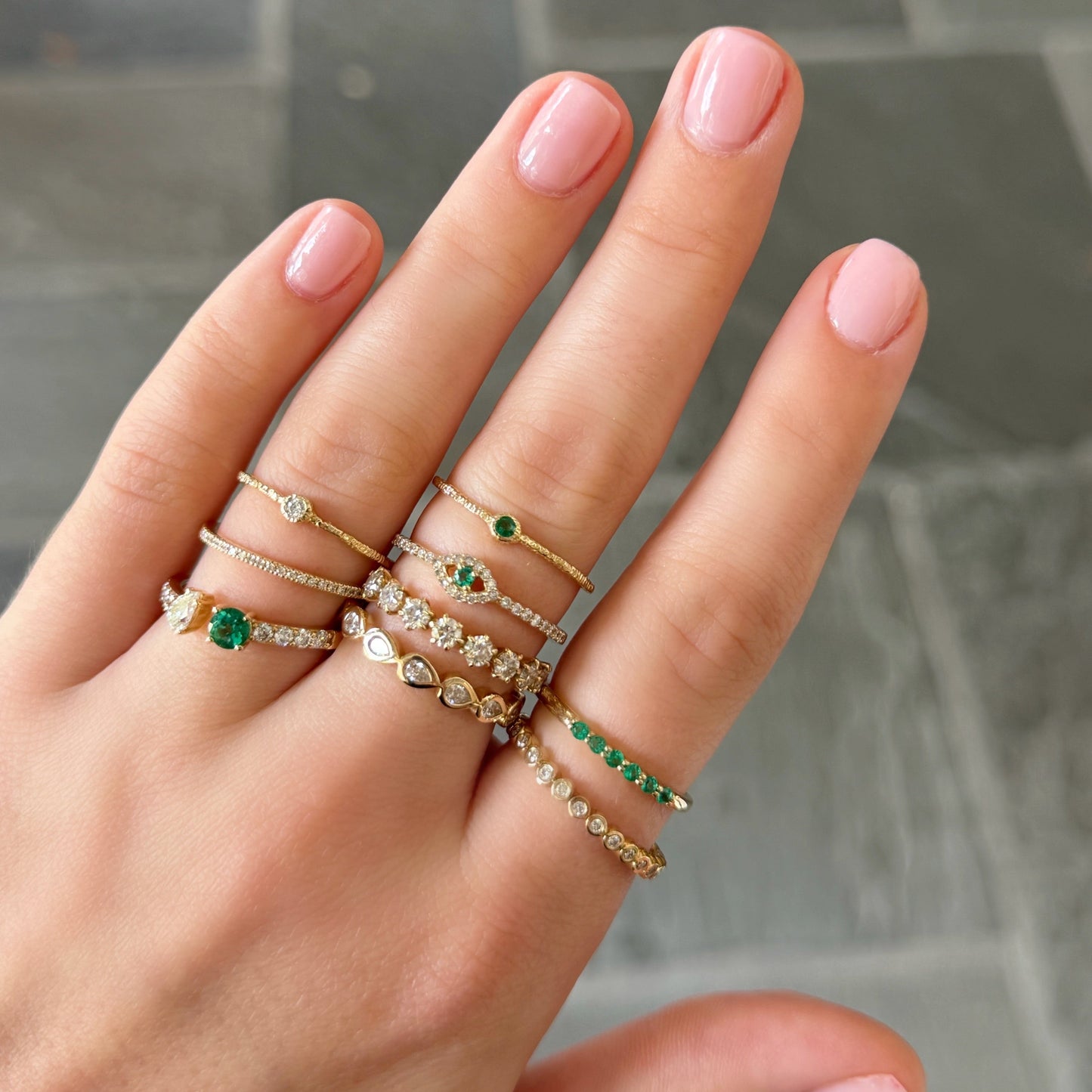 Textured Emerald Ring