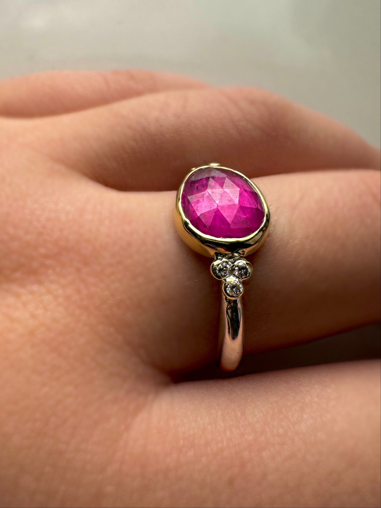 Ruby and Diamond Mixed Metal Ring