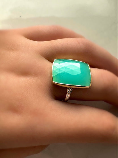 Chrysoprase Mixed Metal Ring