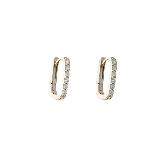 Rectangular White Gold Diamond Huggies