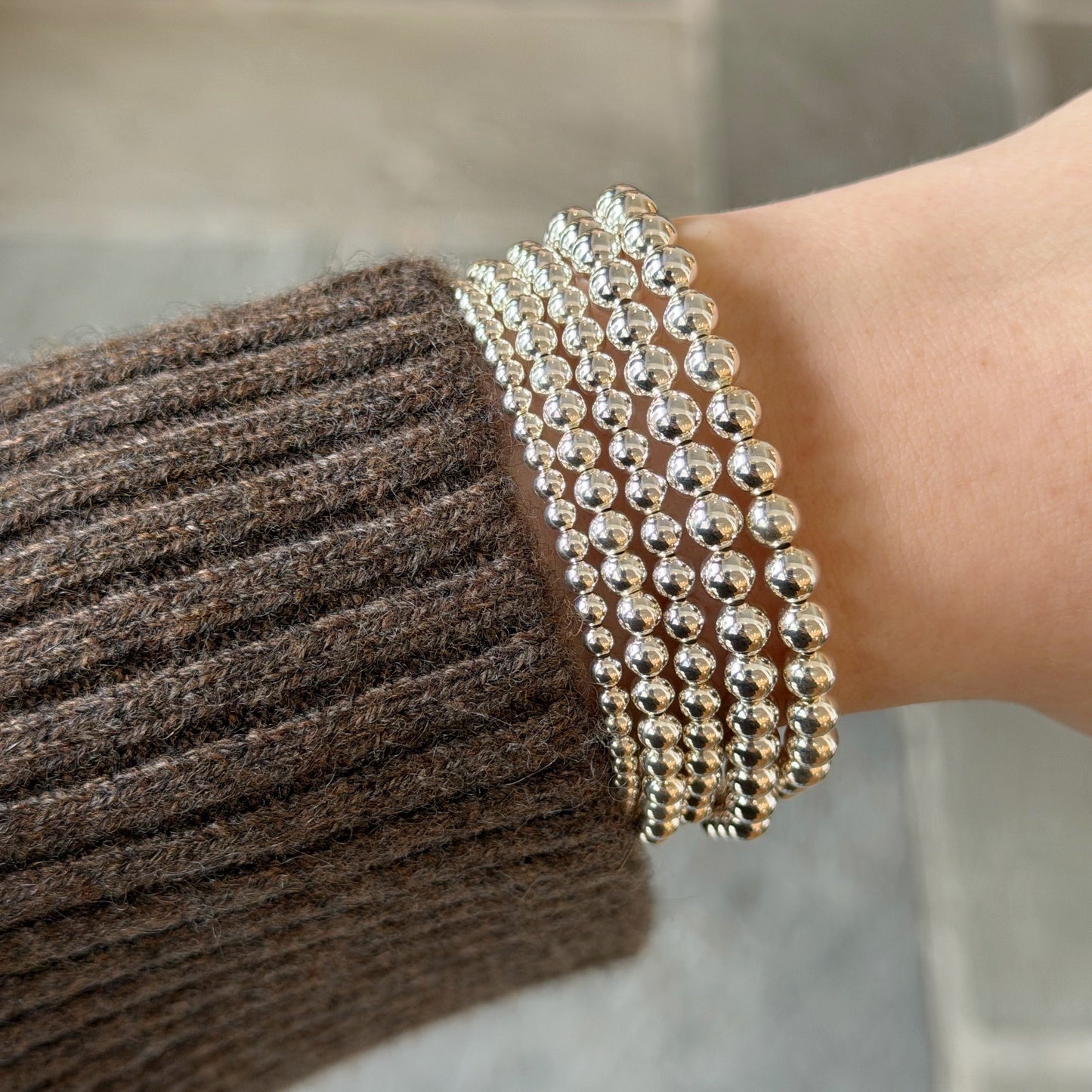 Silver Bead Stretch Bracelets