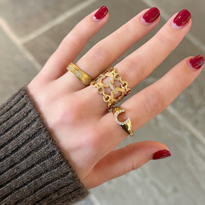 Diamond Horseshoe Signet Ring