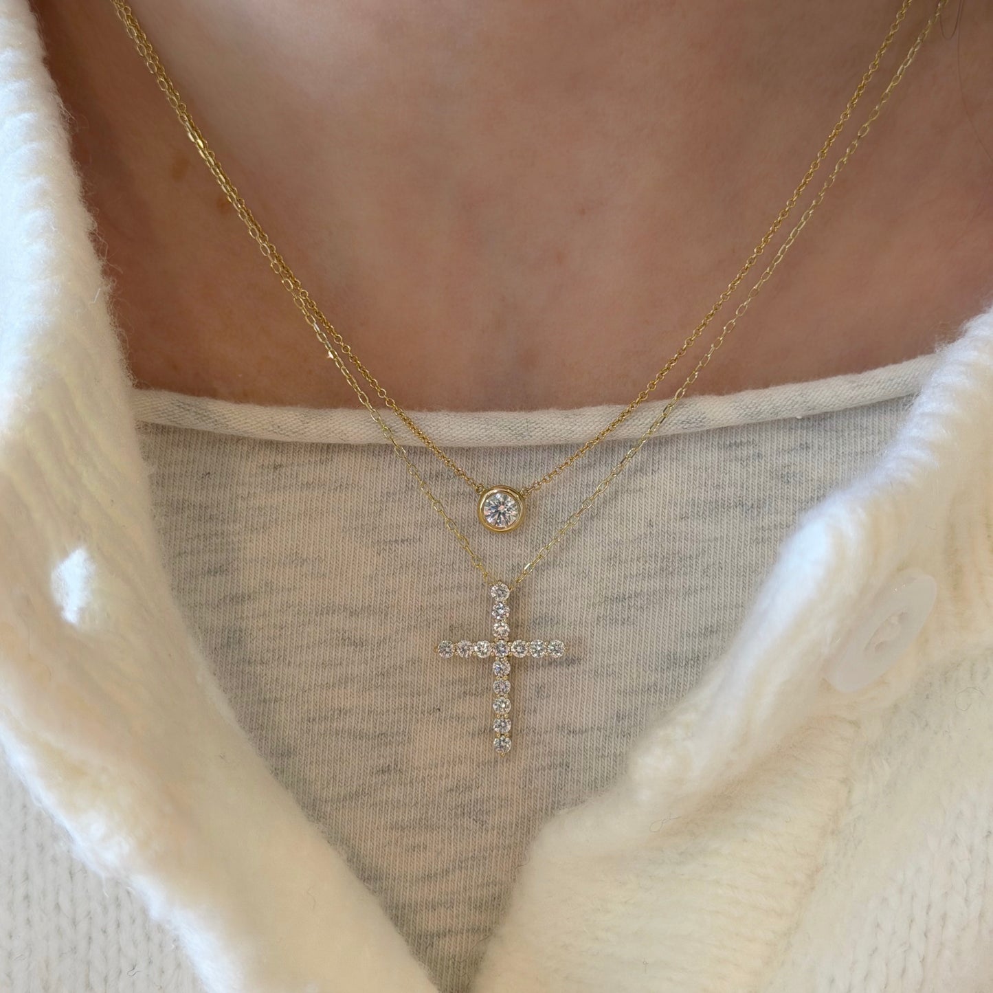 Lab Grown Diamond Cross Necklace