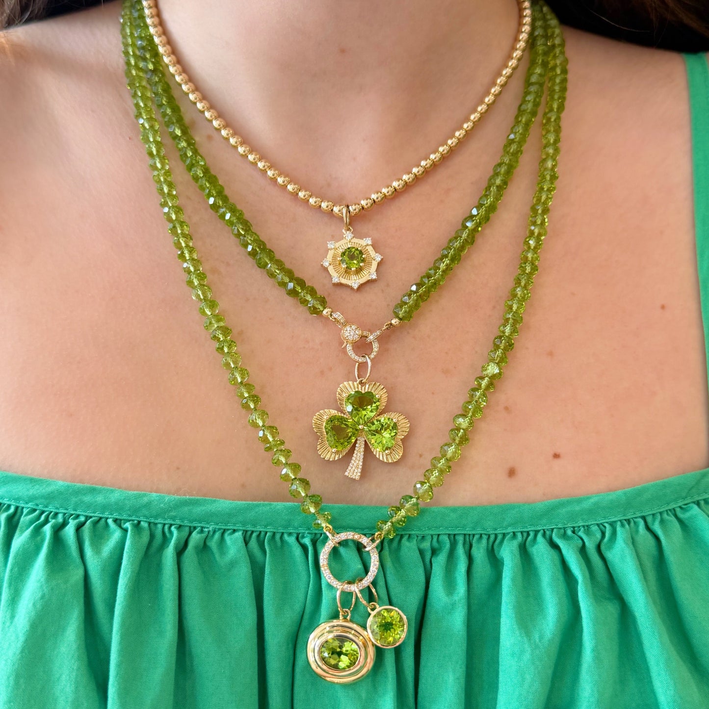 Shamrock Diamond & Peridot Pendant