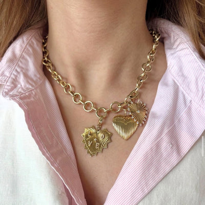 Fluted Yellow Gold Heart Pendant