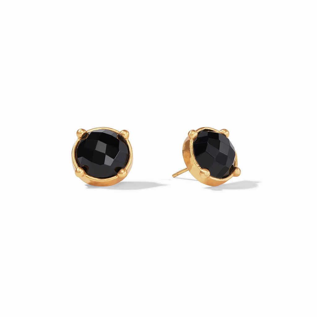 Gold Honey Stud Earrings Obsidian Black