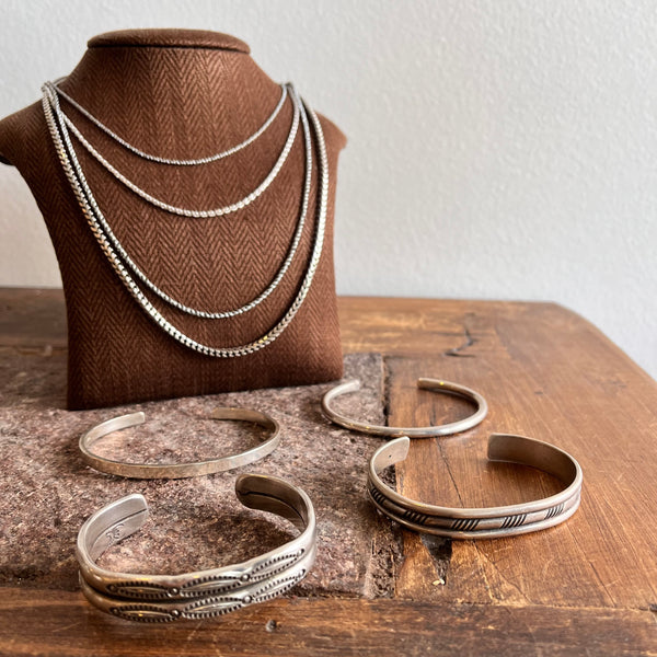 Silver Textured Cuff Bracelet