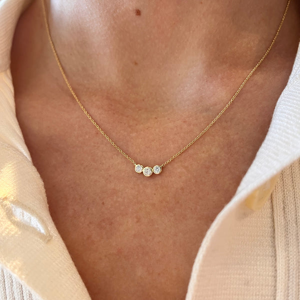 Trio Diamond Bezel Necklace