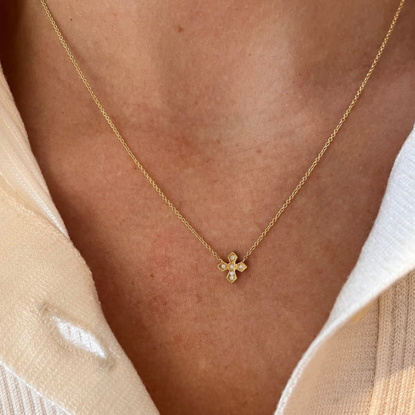 Milgrain Diamond Cross Necklace