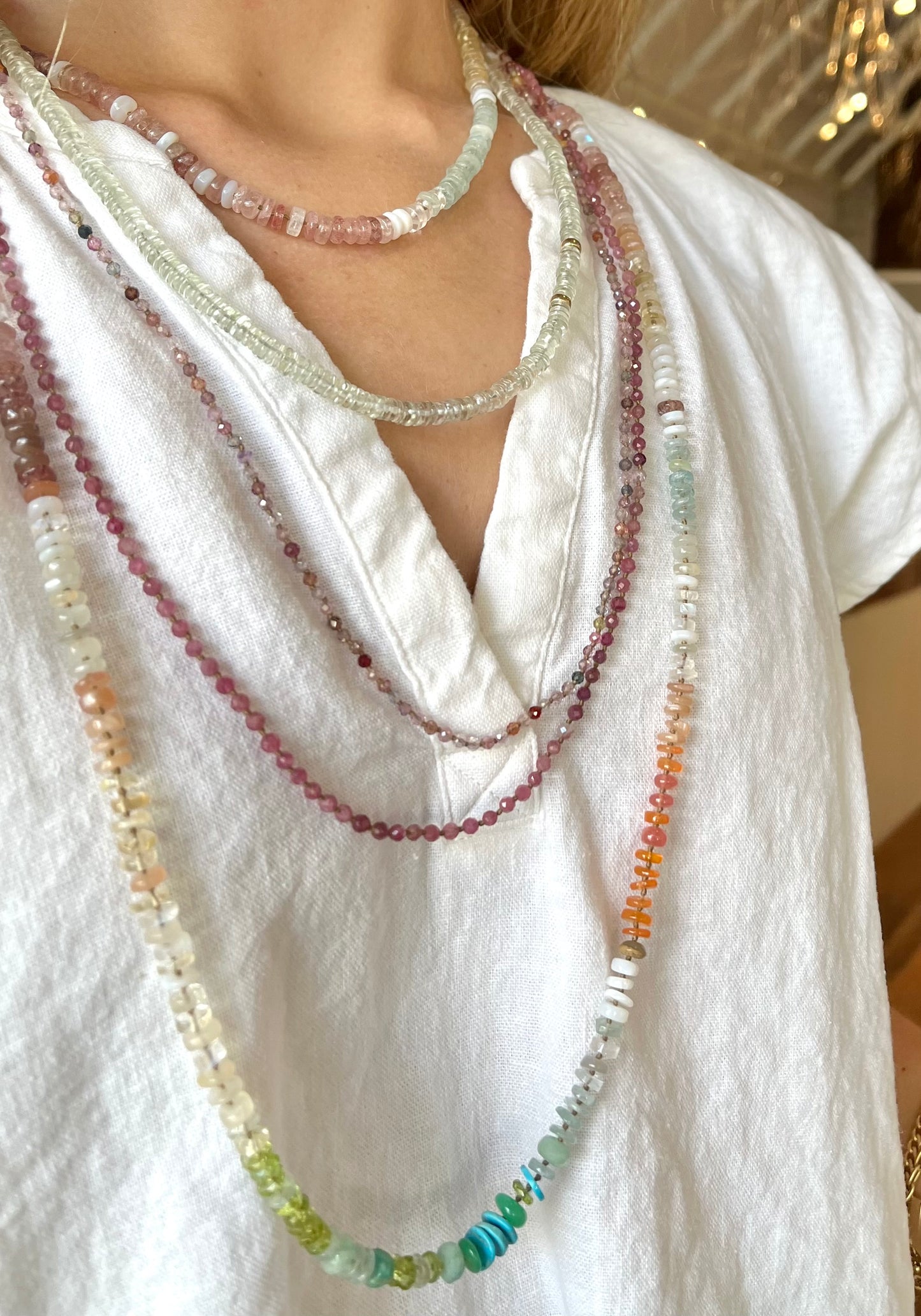 35" Knotted Gemstone Mix Necklace