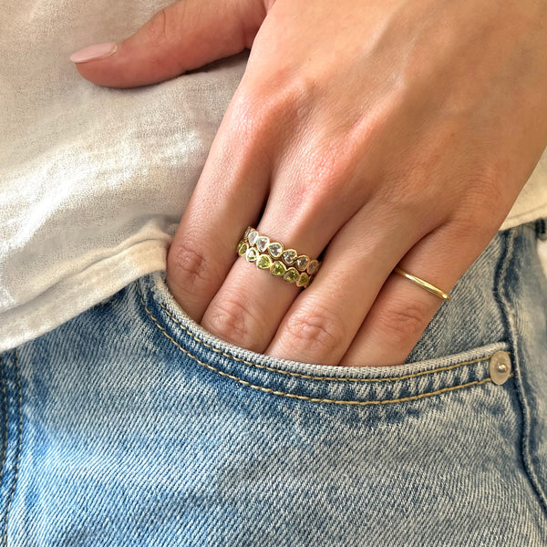 Eternity Peridot Bezel Heart Ring