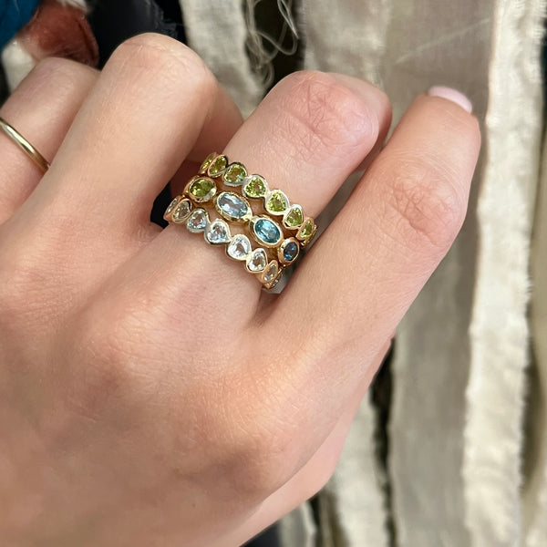 Eternity Peridot Bezel Heart Ring